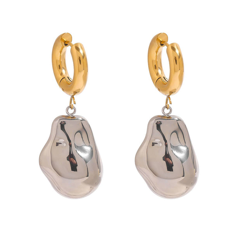 Gold Pebble Baroque Nugget Earrings
