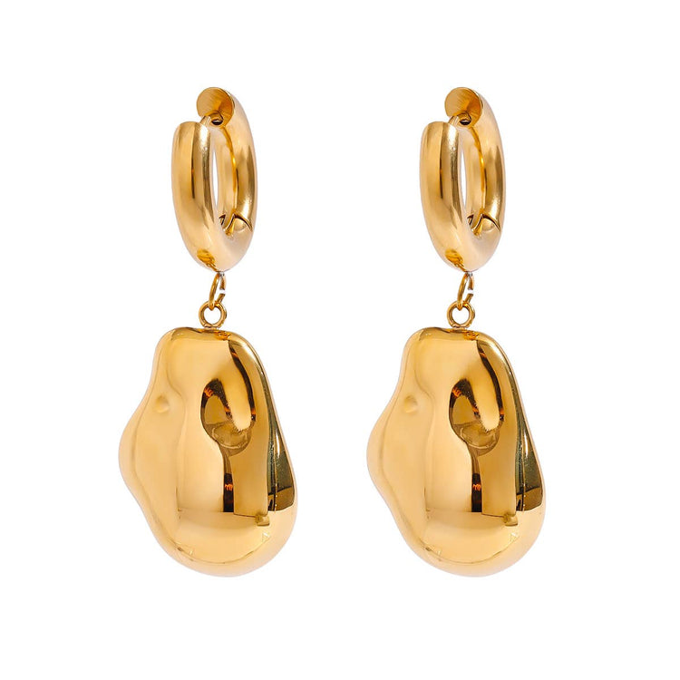 Gold Pebble Baroque Nugget Earrings