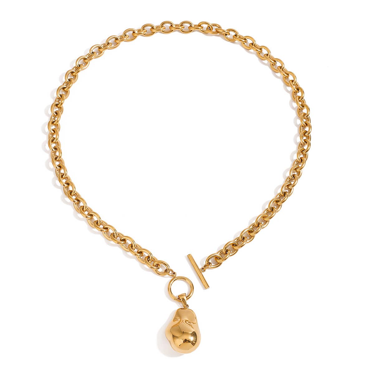 Gold Pebble Baroque Nugget Earrings & Necklace