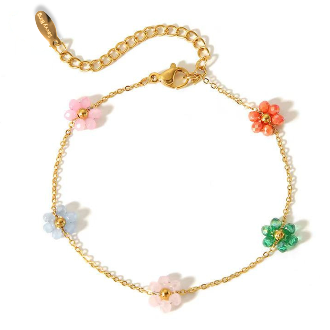 Flower Daisy Gold Spring Summer Bracelet Water Resistant