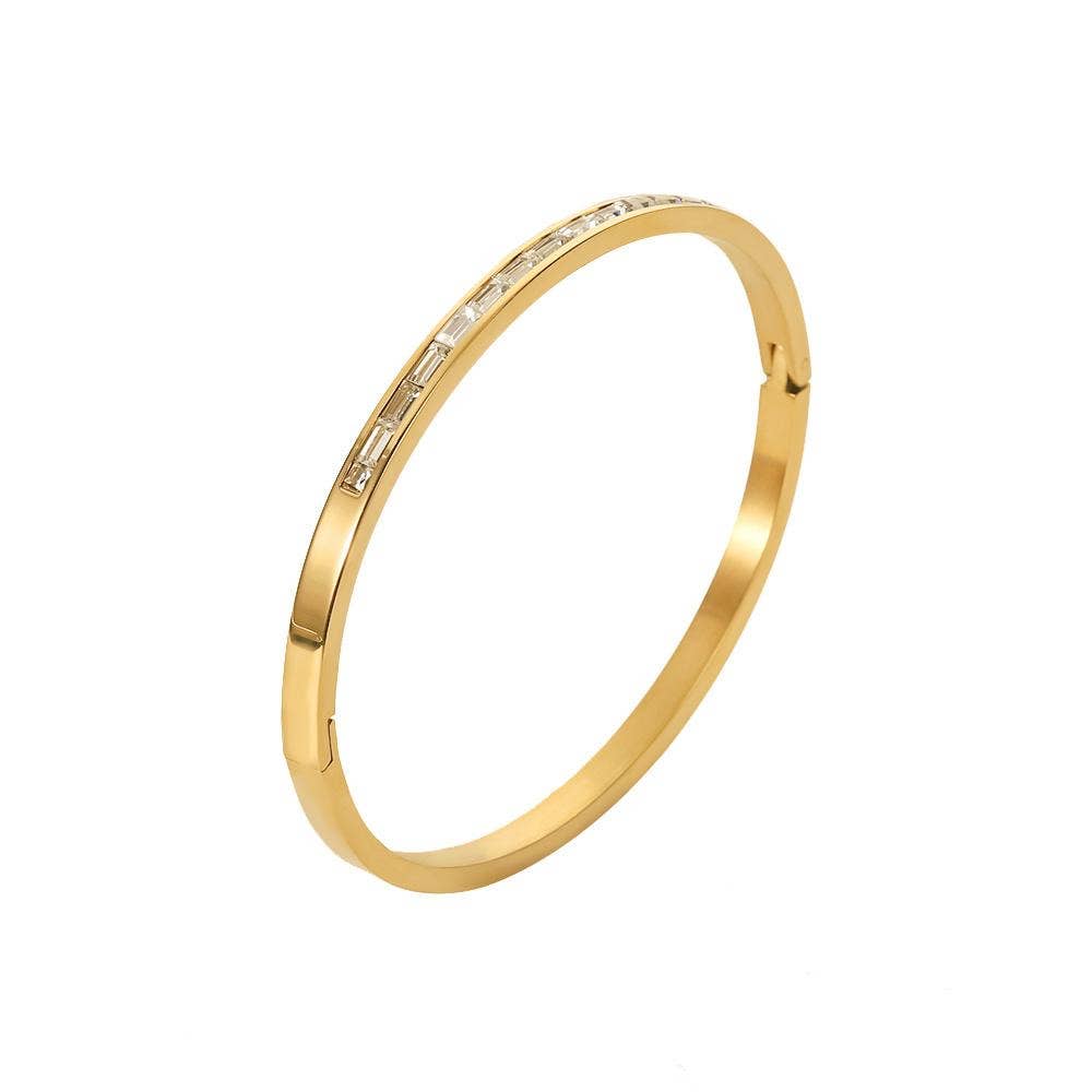 Cz Zircon Gold Bangle Bracelet Water Resistant