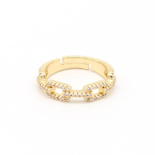 Small Rectangle Pave' Adjustable Ring