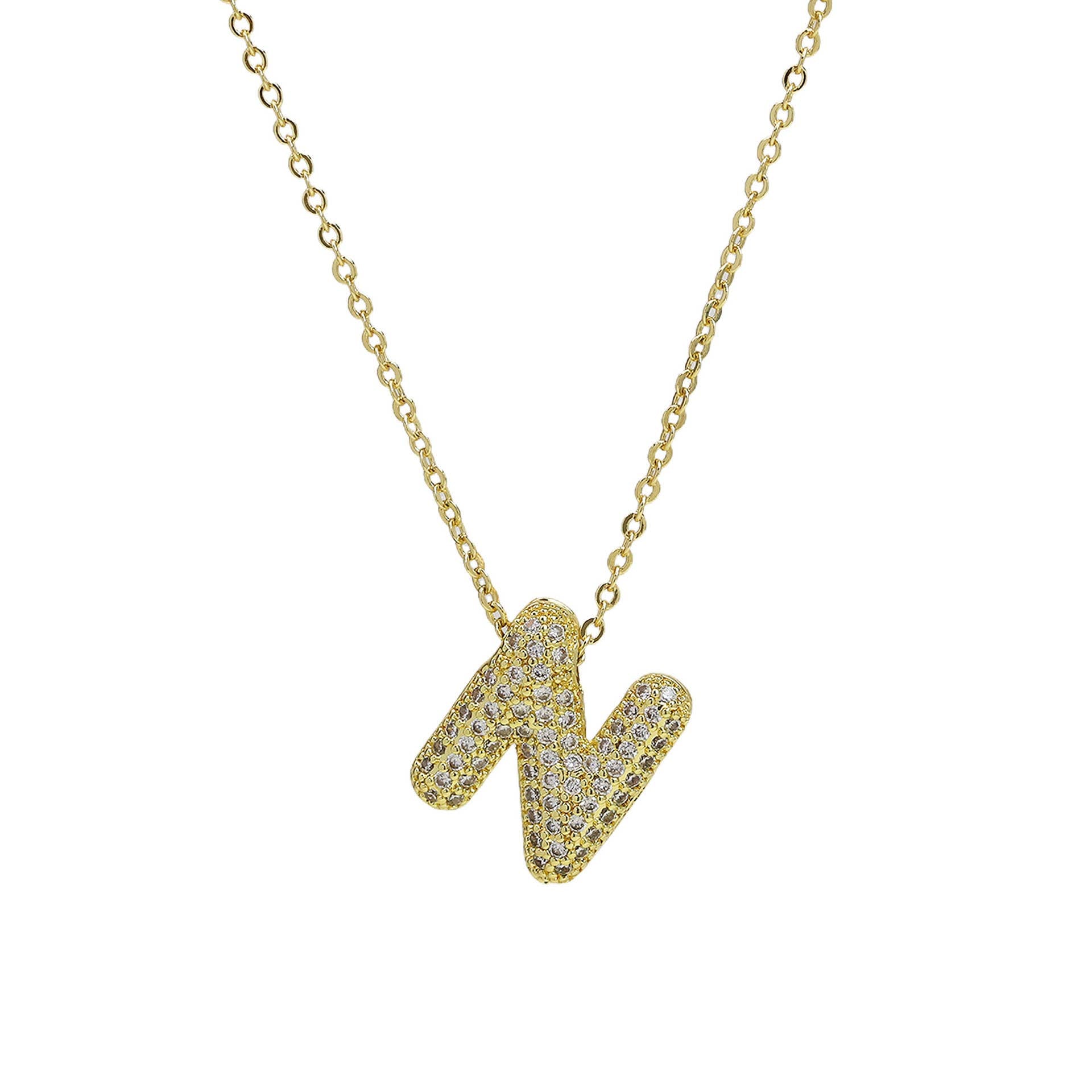 Medium Initial CZ Balloon Bubble Necklace 0.57”