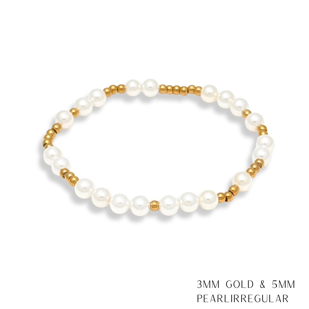 Pearl and Gold Beaded Bracelets Waterproof