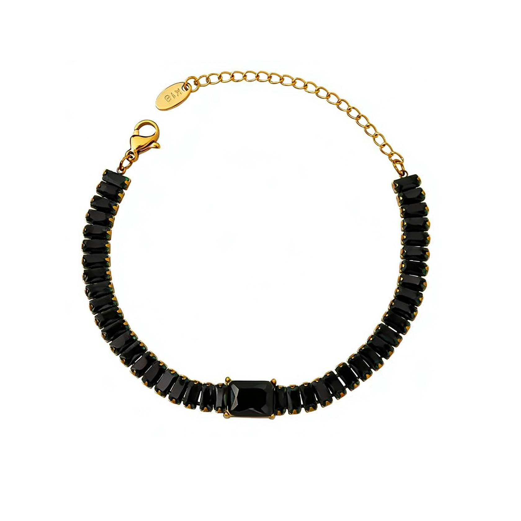 Black Onyx Tennis Necklace Water Resistant