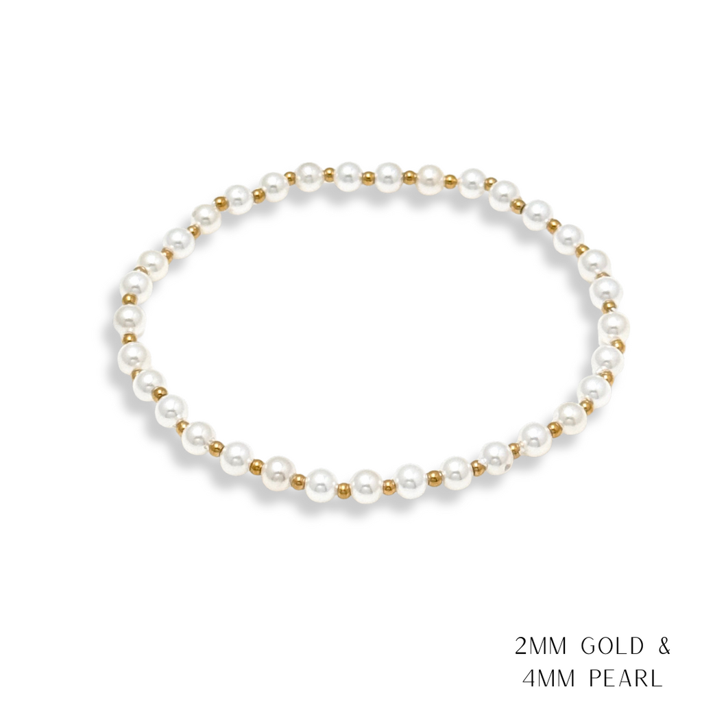 Pearl and Gold Beaded Bracelets Water Resistant