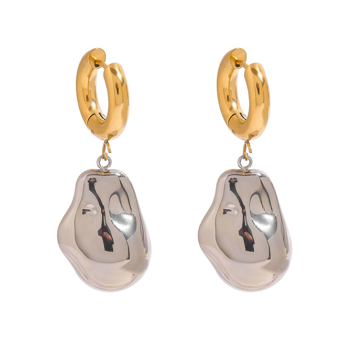 Gold Pebble Baroque Nugget Earrings & Necklace
