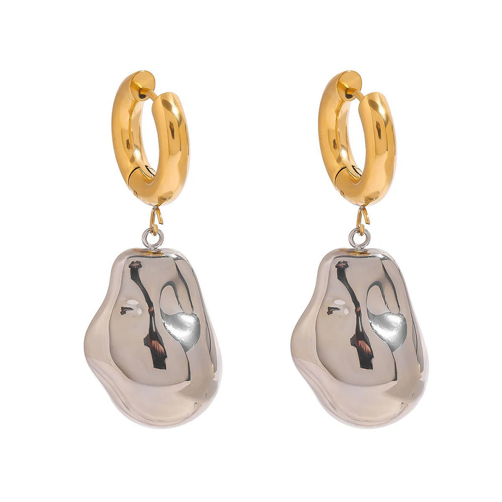 Gold Pebble Baroque Nugget Earrings