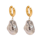 Gold Pebble Baroque Nugget Earrings