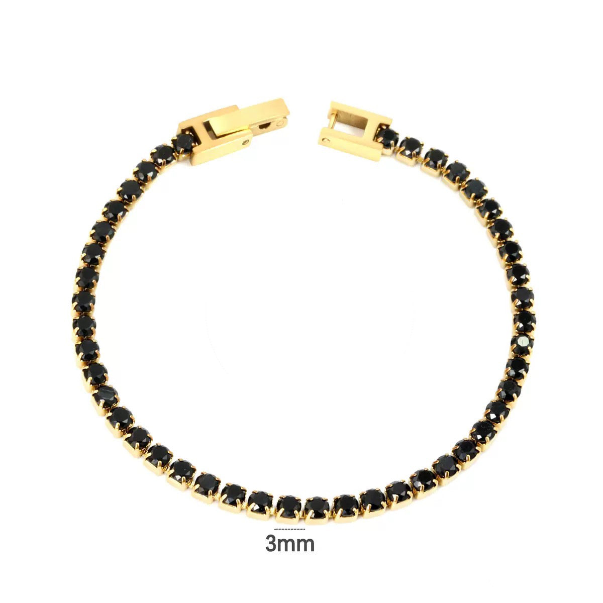 Black CZ Tennis Bracelet Water Resistant