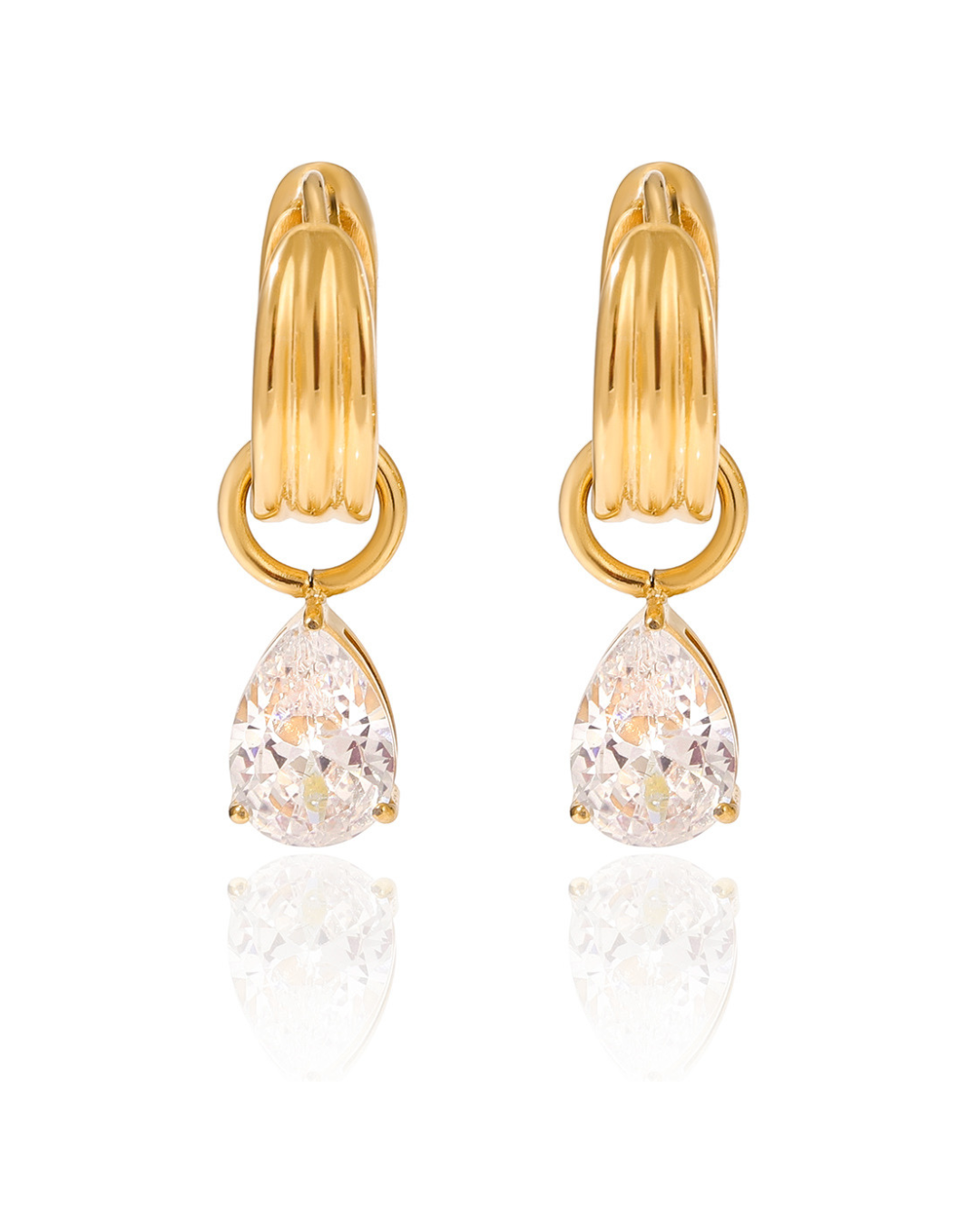 Radiance Pear Hoops Water Resistant