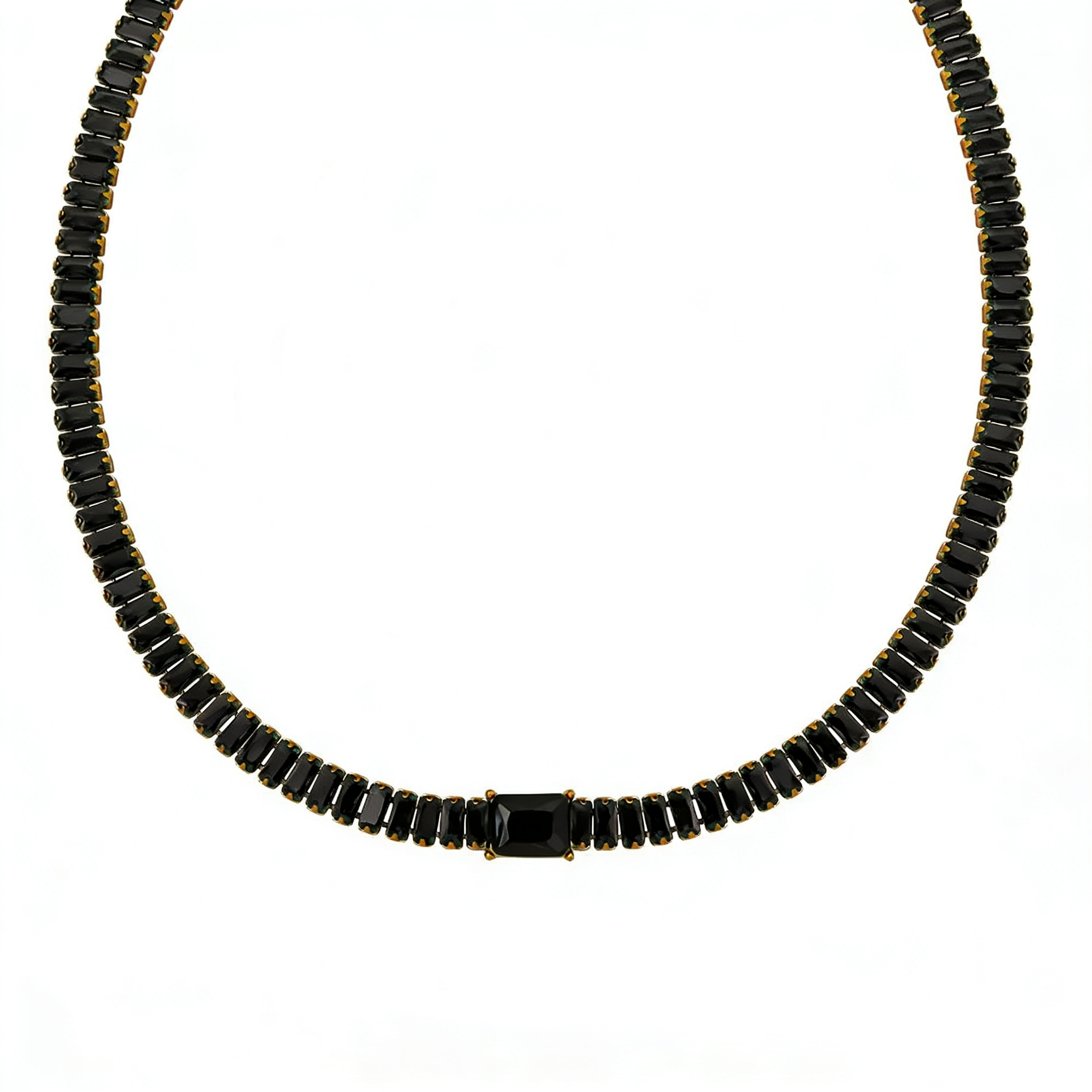 Black Onyx Tennis Necklace Water Resistant