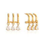 Trio Pear Hoop Earrings Water Resistant