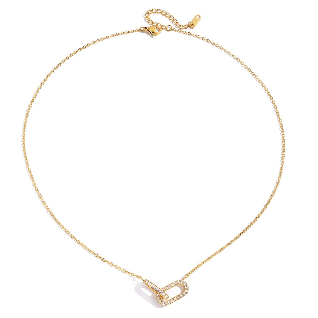 CZ Link Lock Necklace Water Resistant