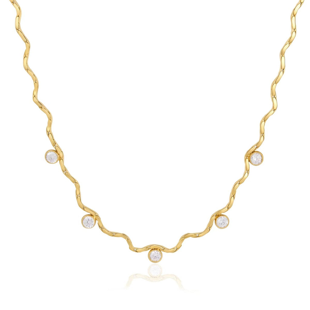 Wave CZ Necklace Water Resistant