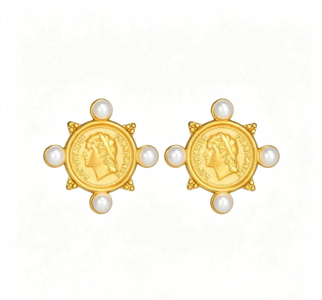 Pearl Coin Earrings Water Resistant
