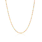 dainty gold necklace with colorful beads. Water resistant