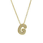 Medium Initial CZ Balloon Bubble Necklace 0.57”