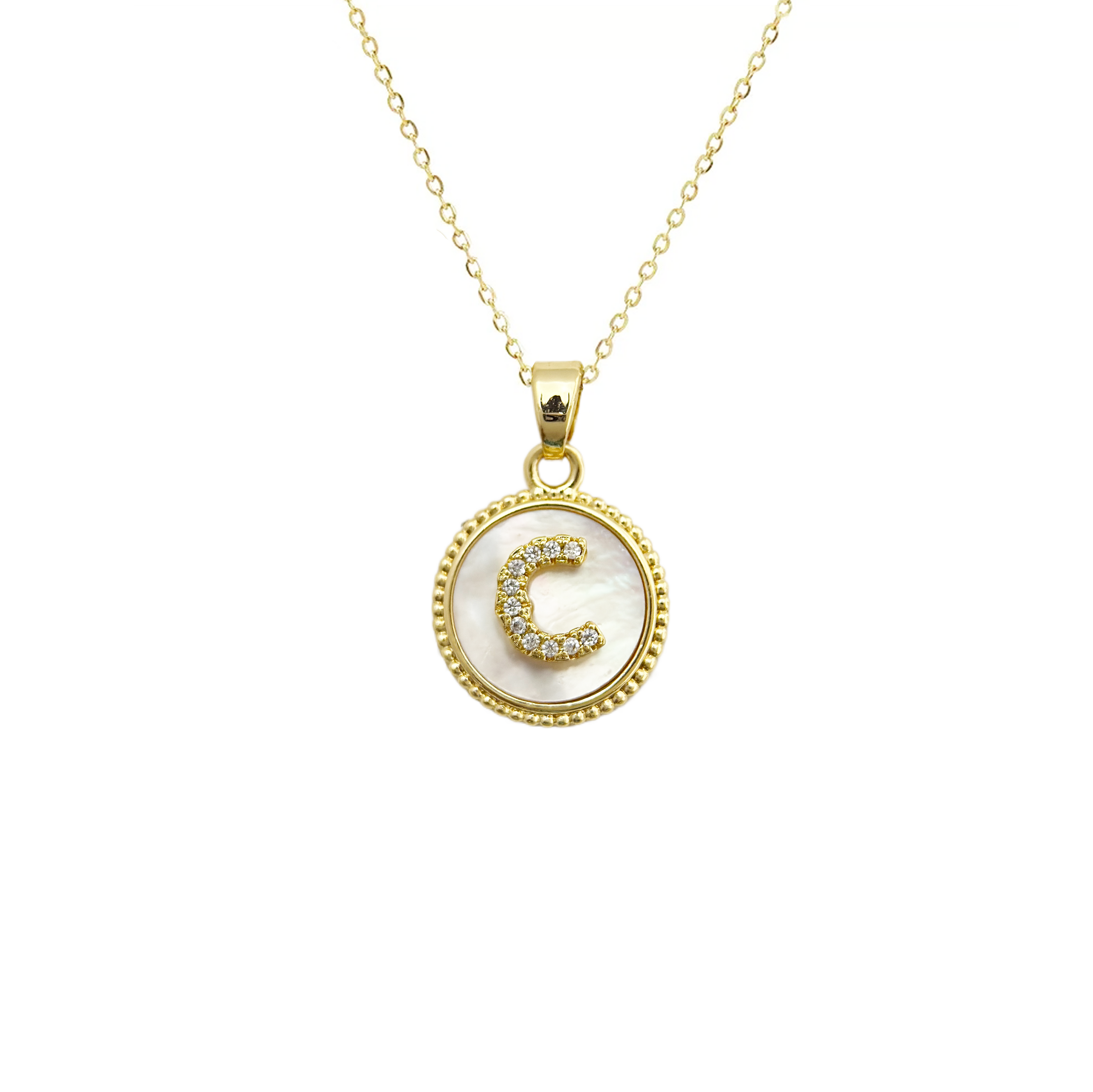 Initial Mother Of Pearl Gold Necklaces