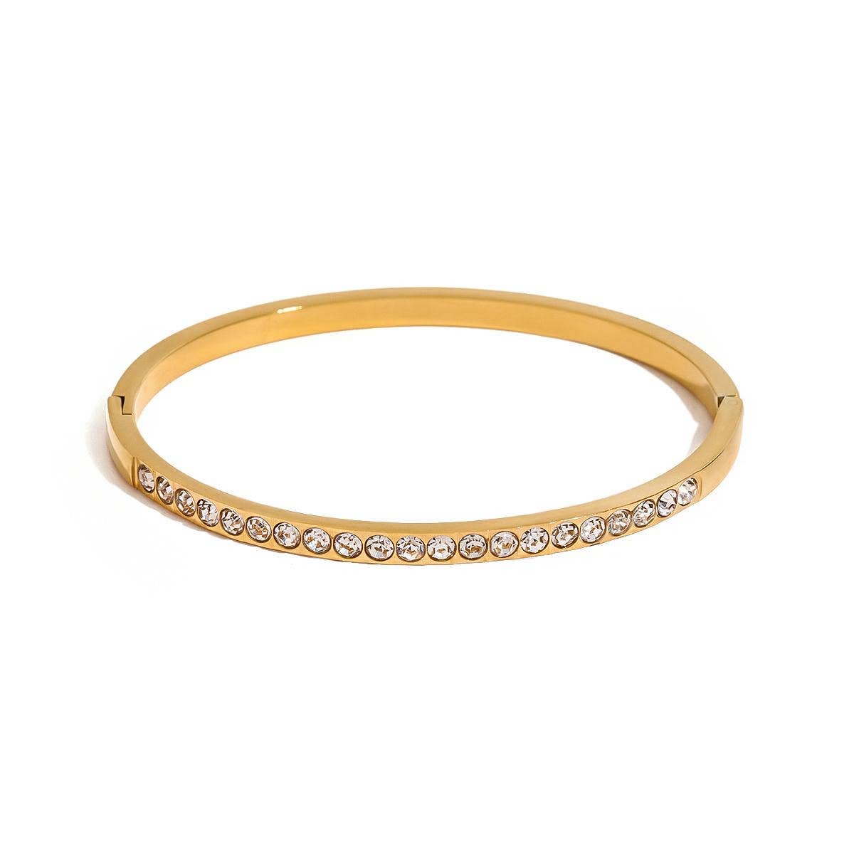 Cz Zircon Gold Bangle Bracelet Waterproof