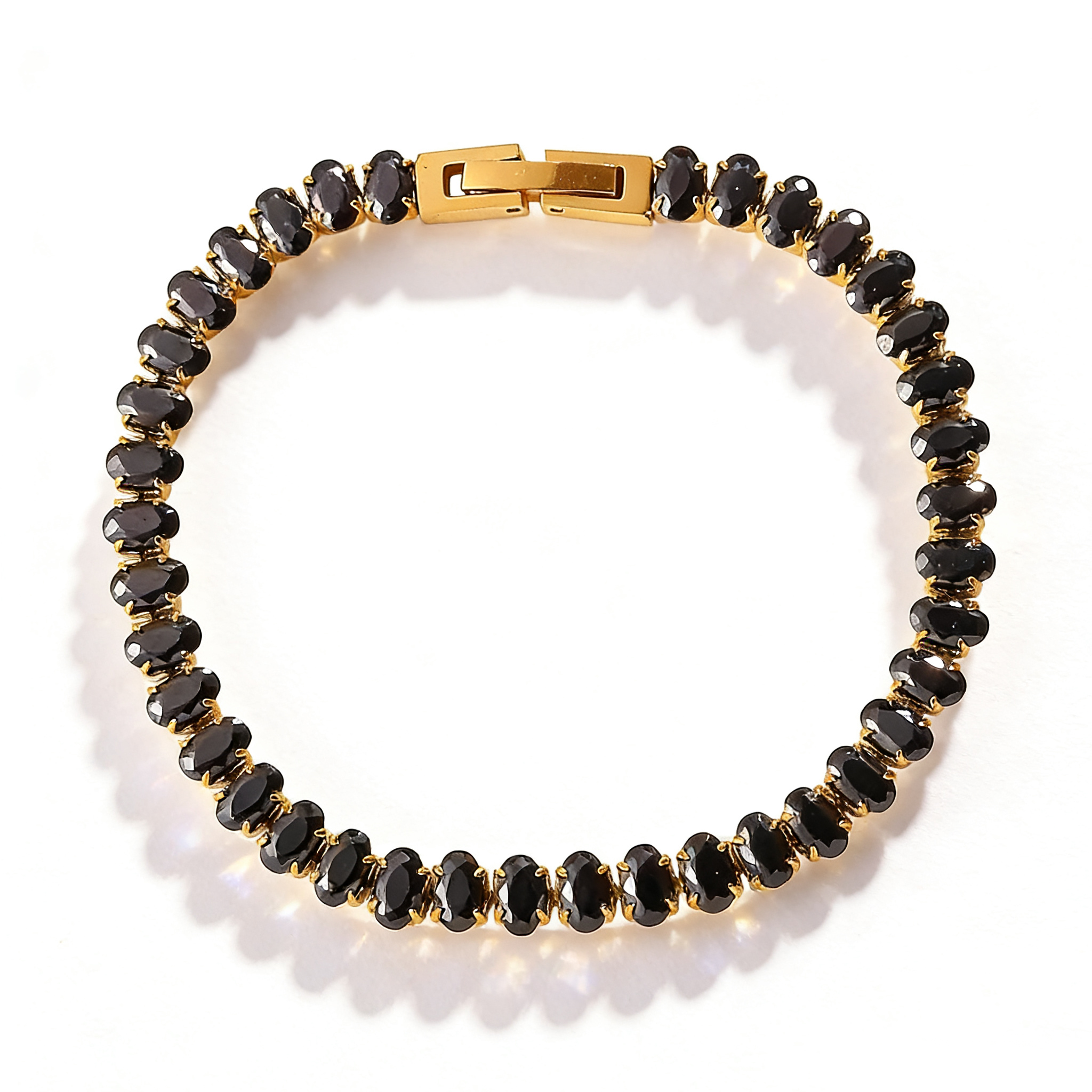 Black Oval Tennis Necklace Water Resistant