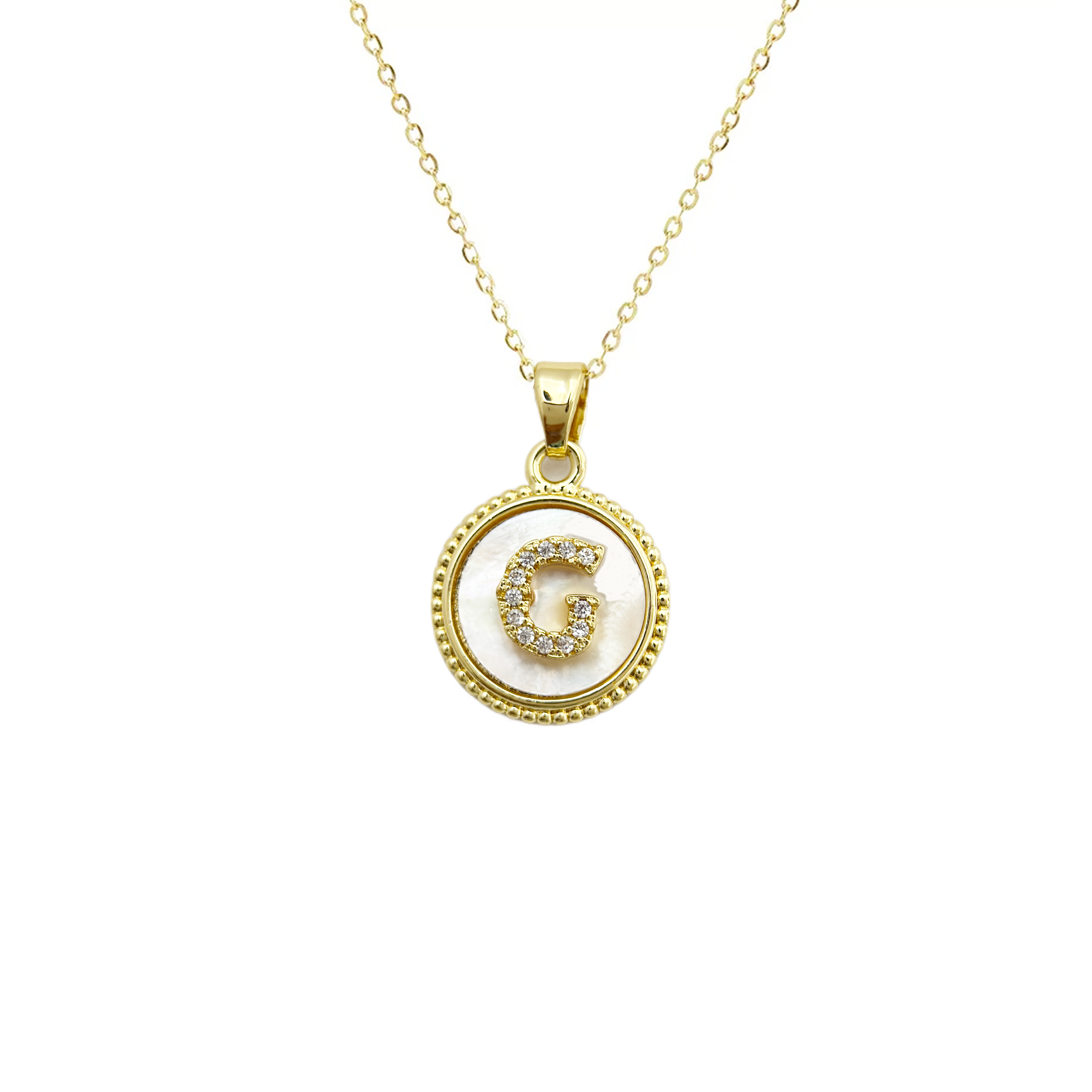 Initial Mother Of Pearl Gold Necklaces