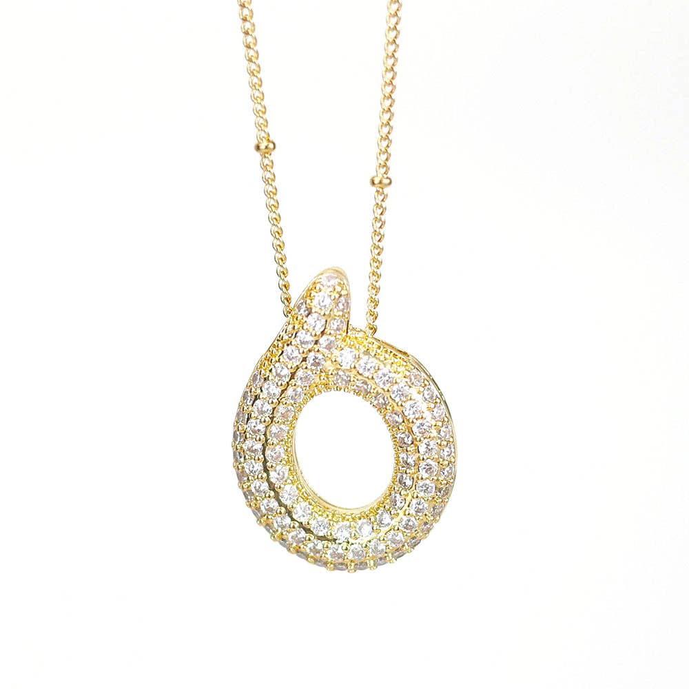 New* Initial SCRIPT CZ Balloon Bubble Gold Necklaces