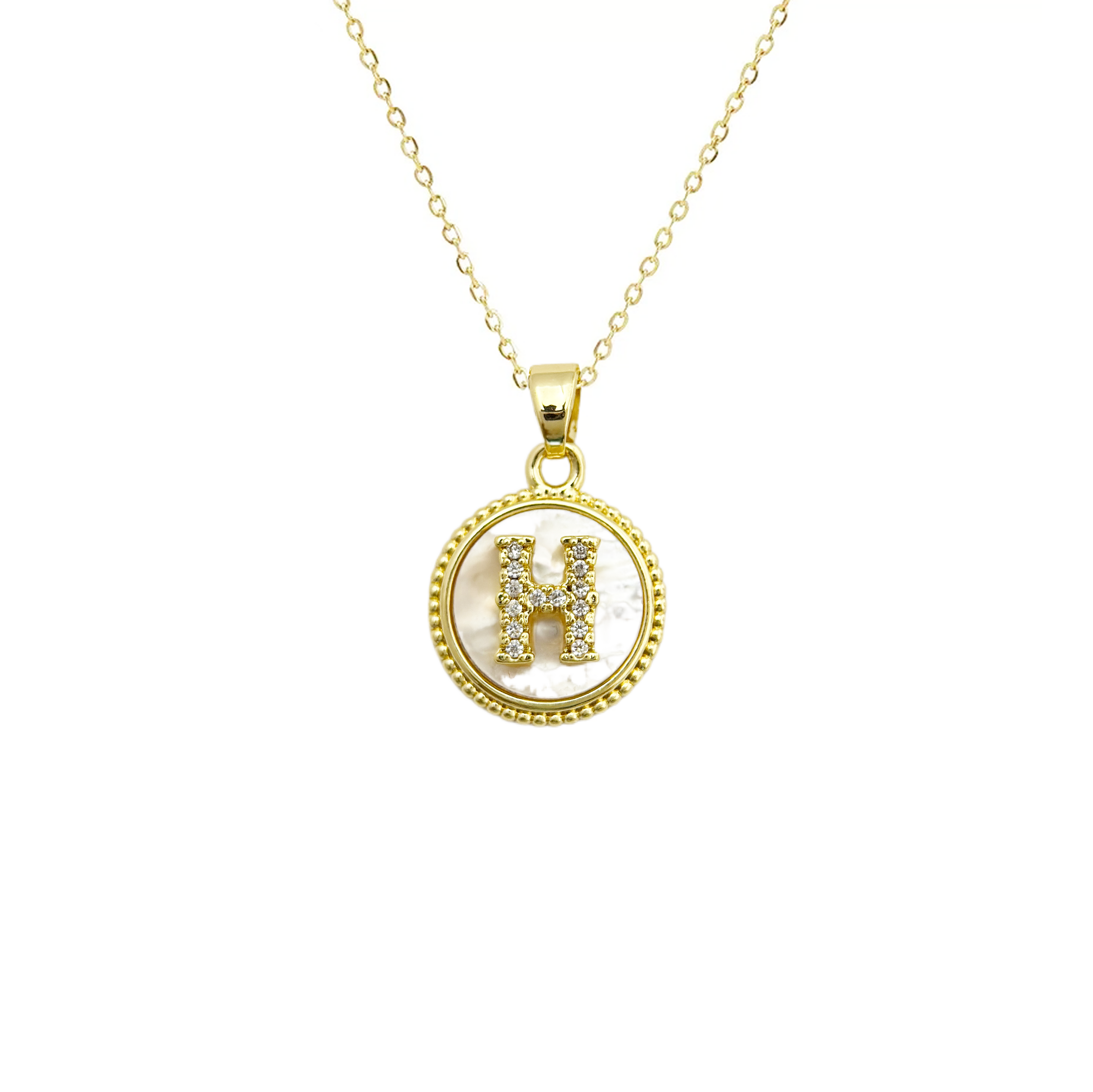 Initial Mother Of Pearl Gold Necklaces