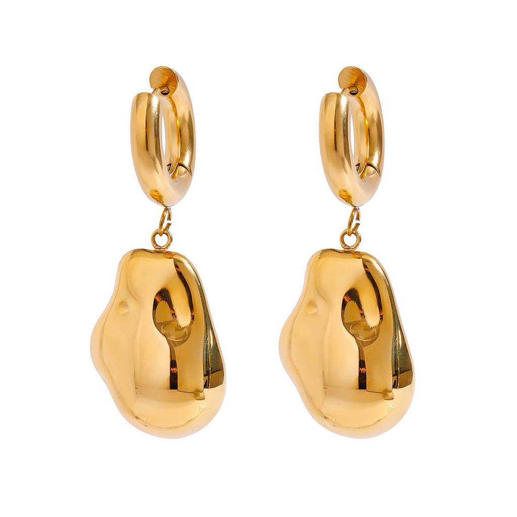 Gold Pebble Baroque Nugget Earrings