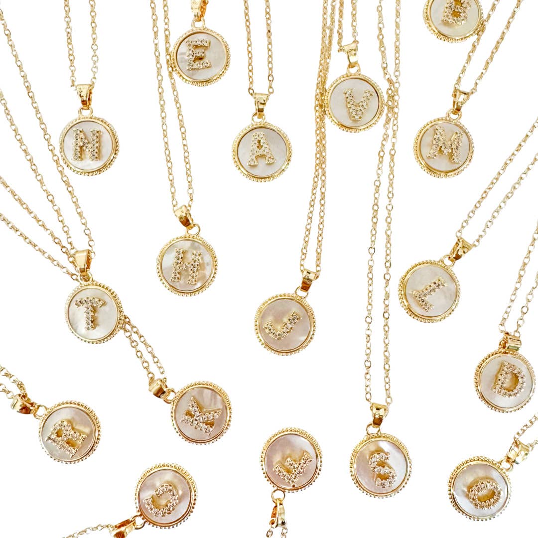 Initial Mother Of Pearl Gold Necklaces