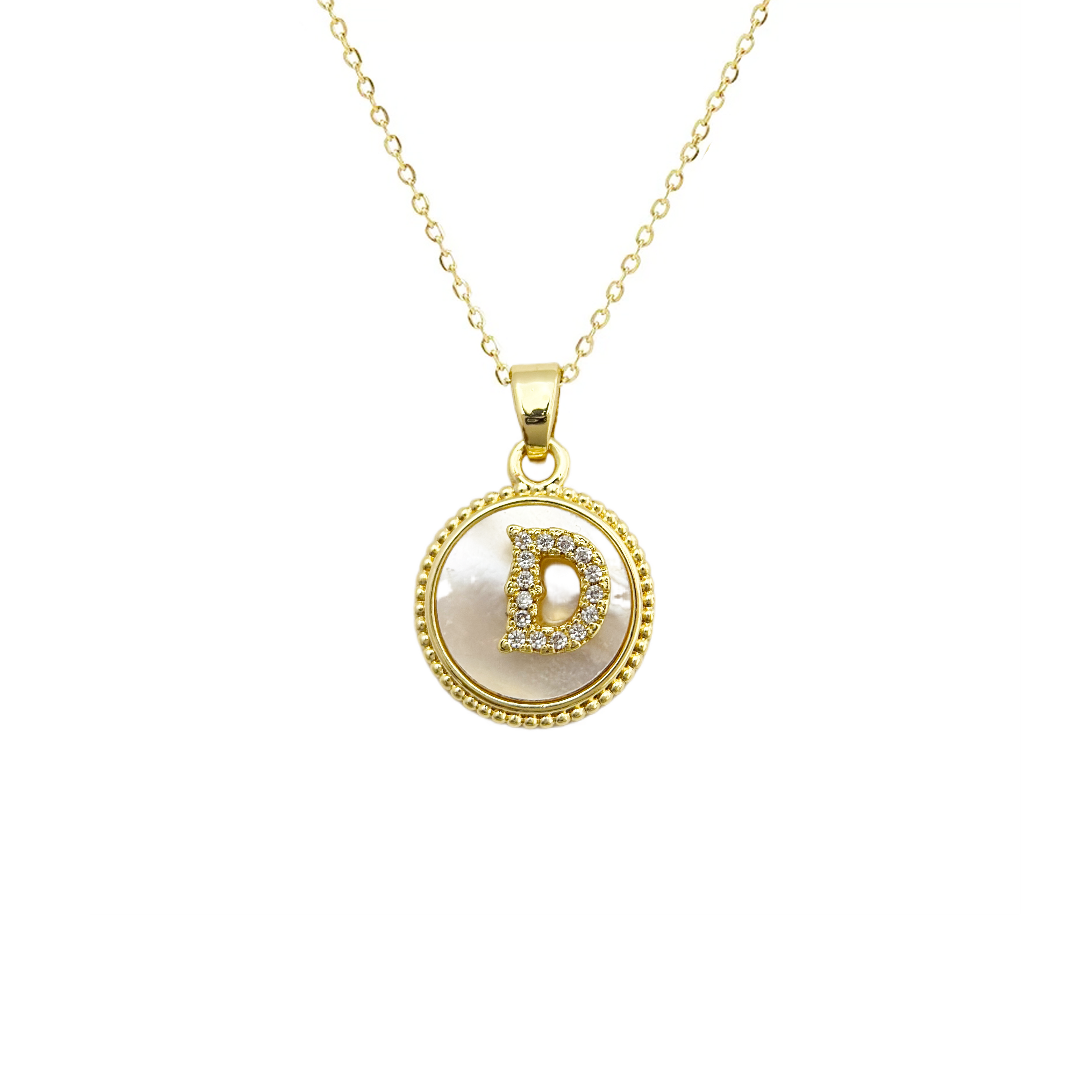 Initial Mother Of Pearl Gold Necklaces