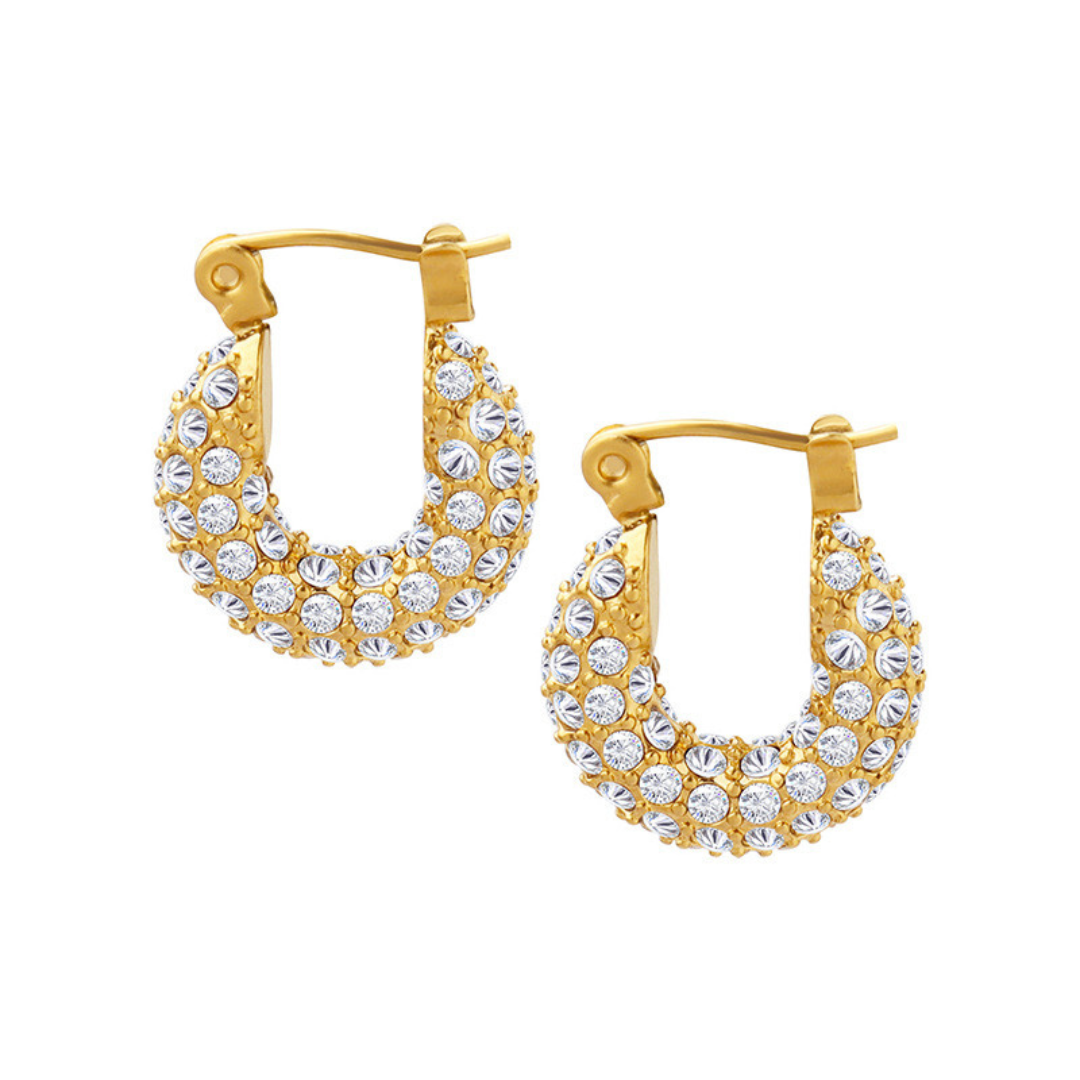 CZ Pave Hoop Earrings Water Resistant