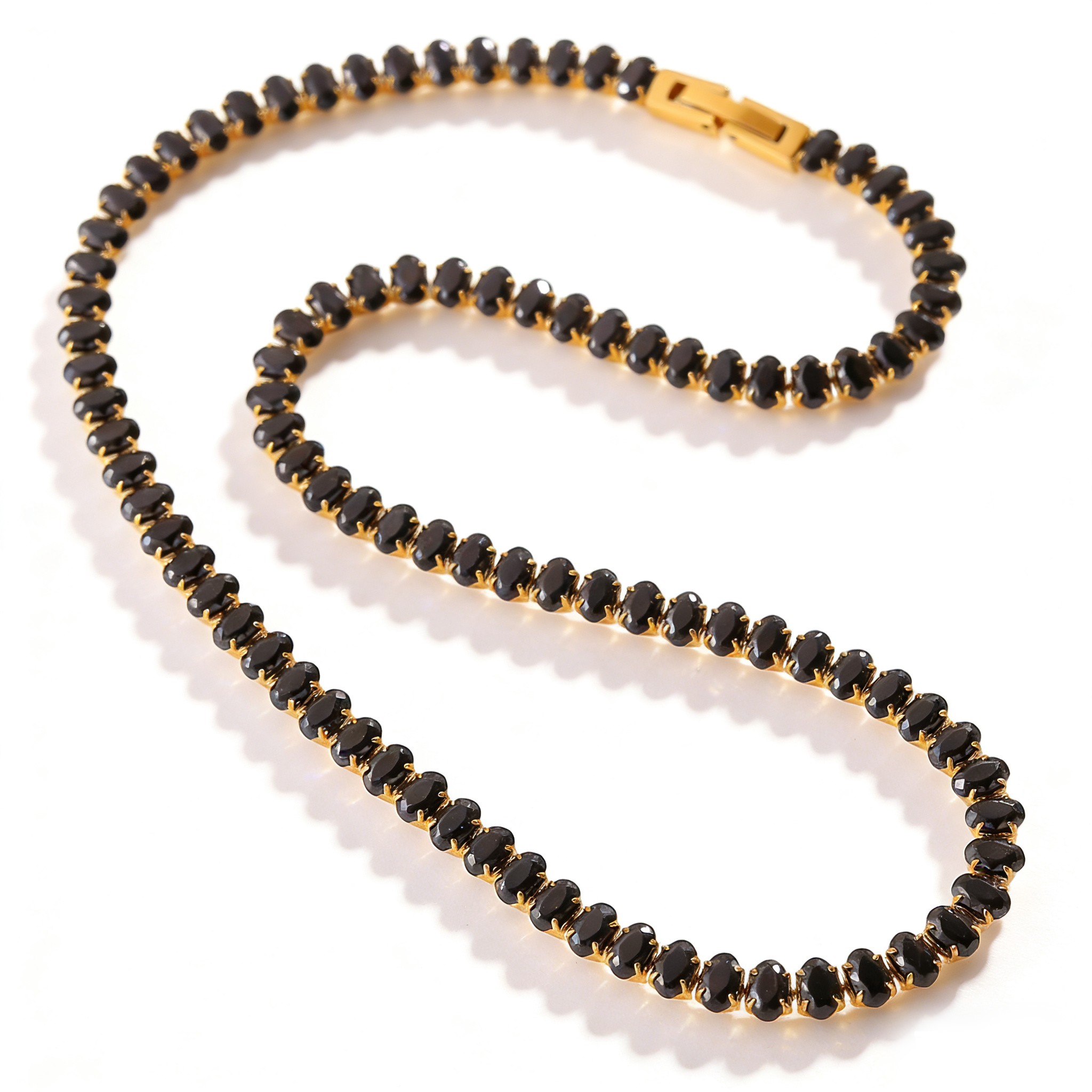 Black Oval Tennis Bracelet Water Resistant