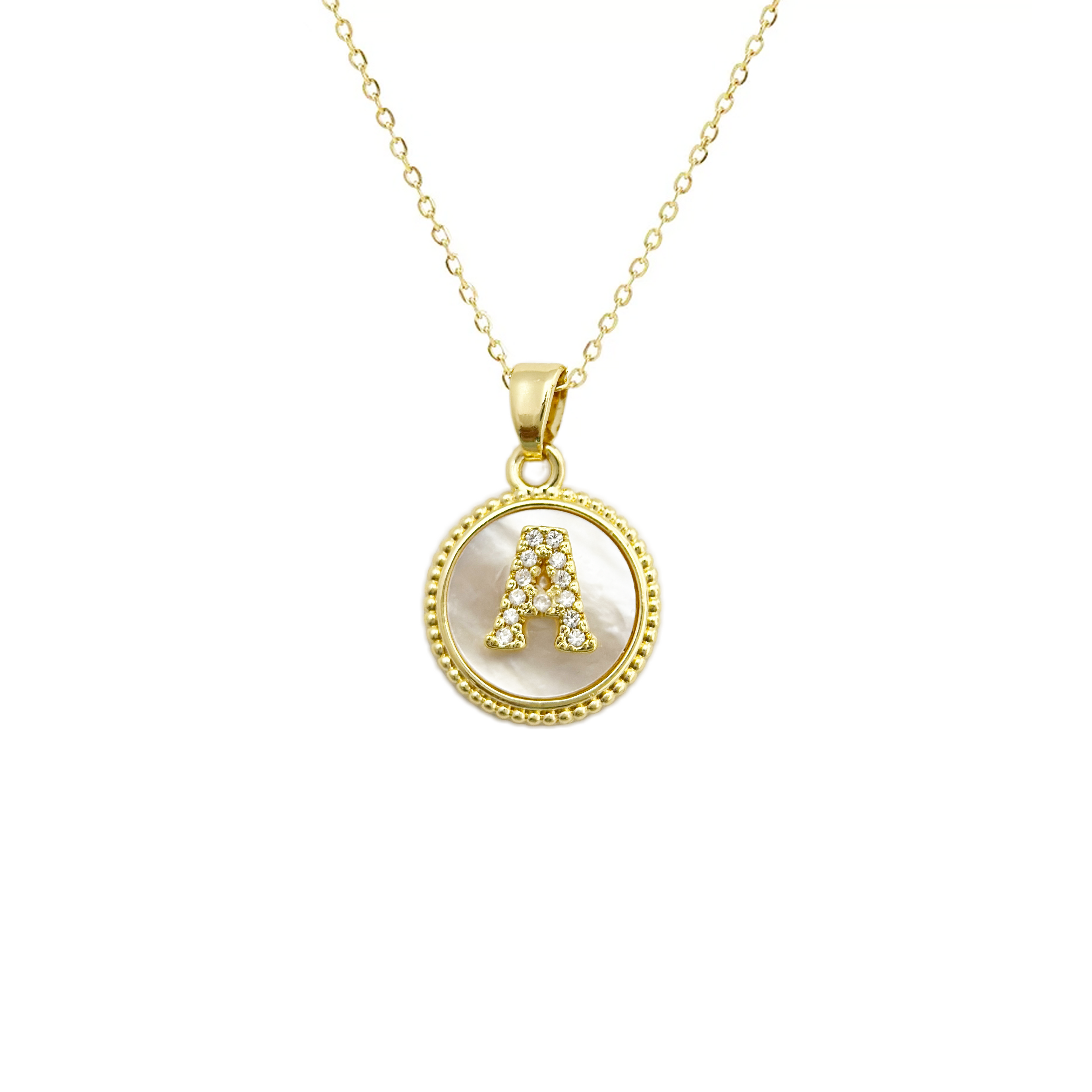 Initial Mother Of Pearl Gold Necklaces