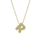 Medium Initial CZ Balloon Bubble Necklace 0.57”