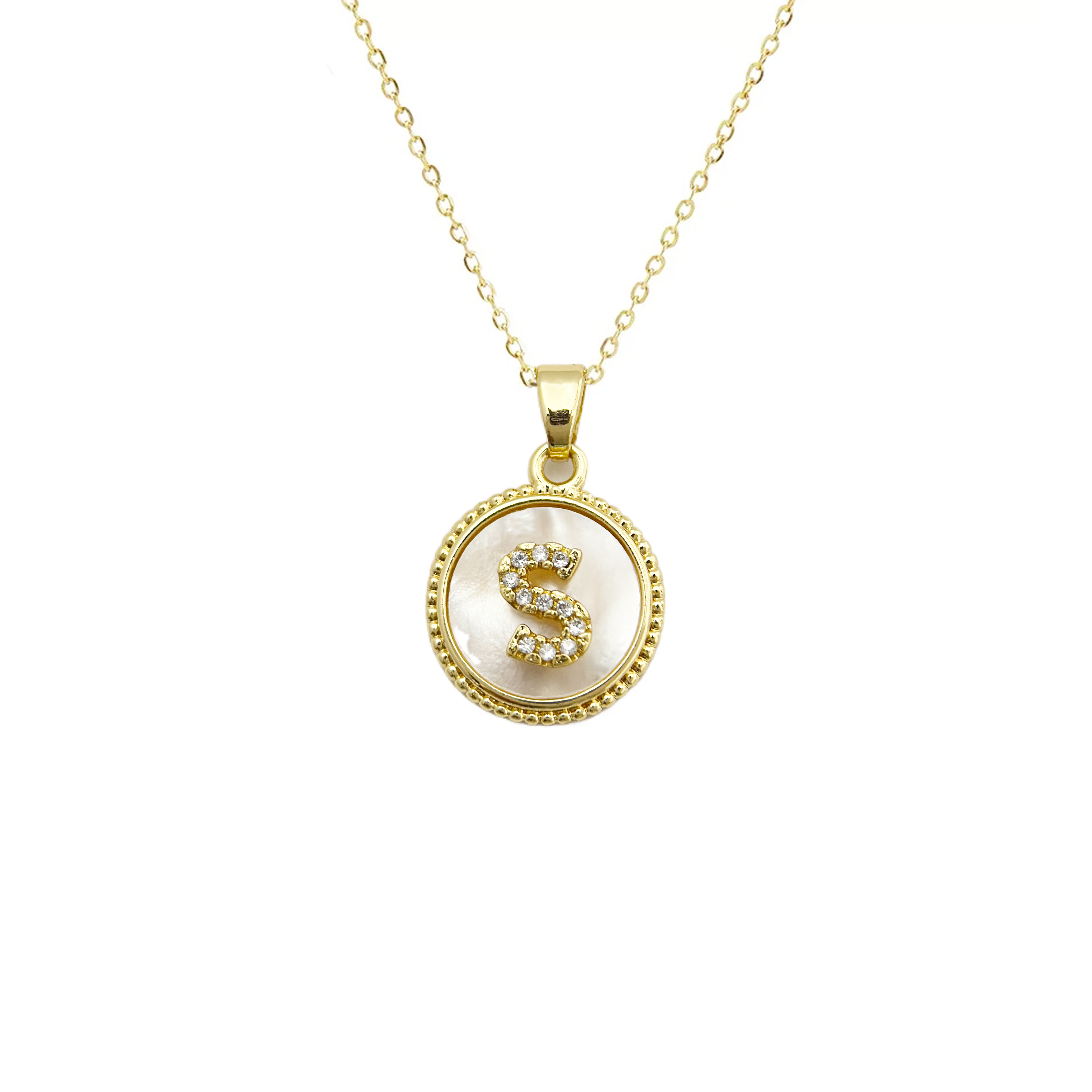 Initial Mother Of Pearl Gold Necklaces