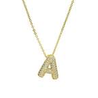 Medium Initial CZ Balloon Bubble Necklace 0.57”
