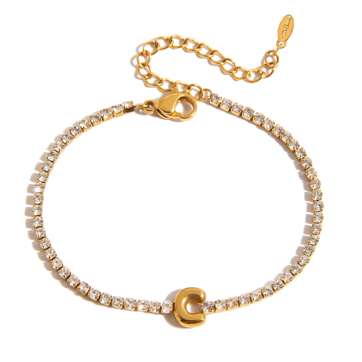 Initial Tennis Bracelet Water Resistant
