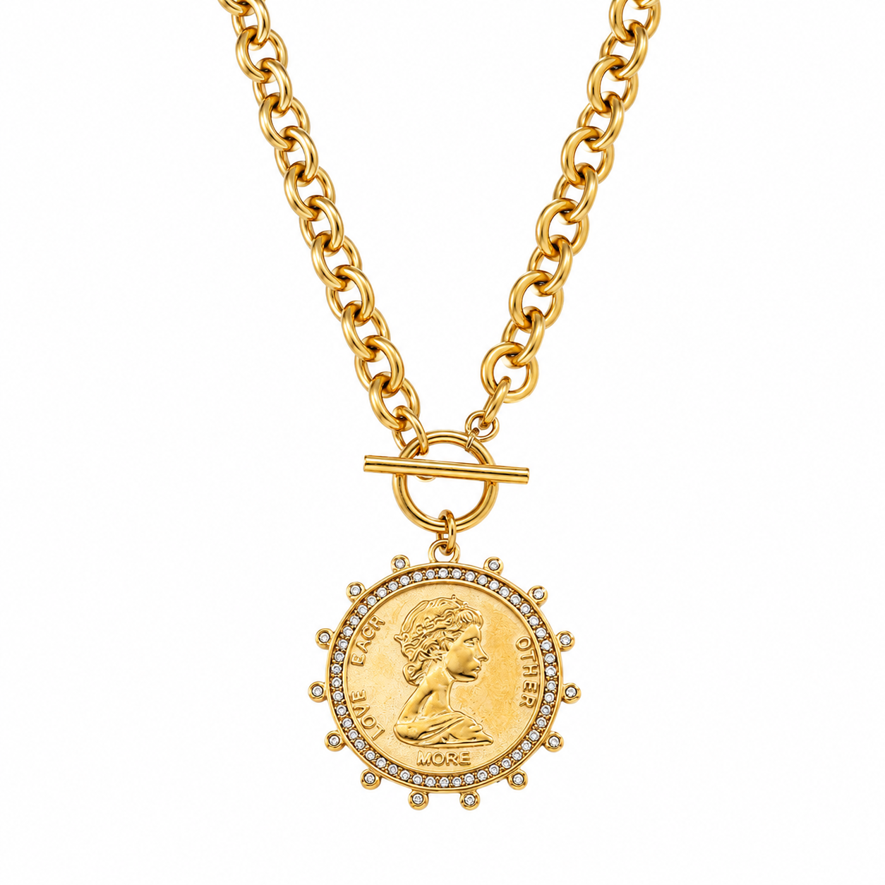 Queen Love Coin Toggle Necklace Water Resistant