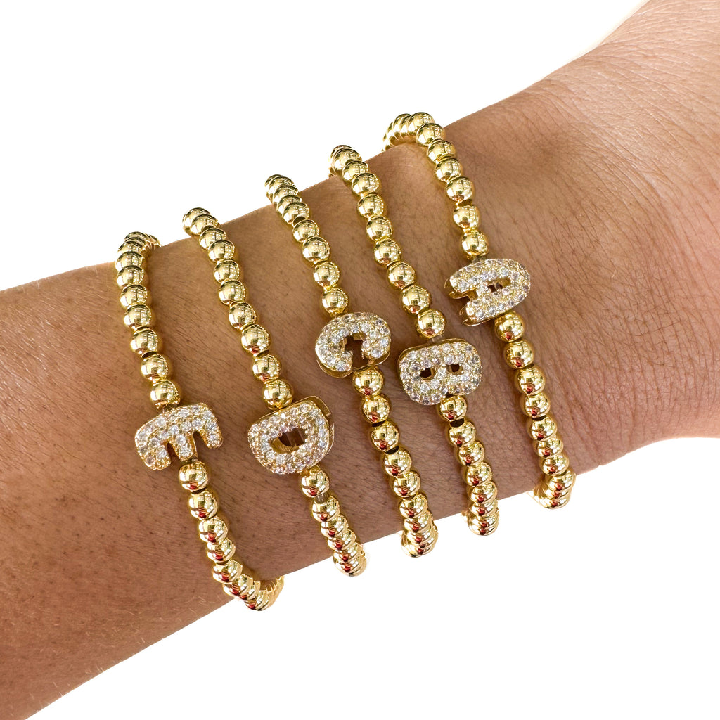 CZ Initial Bubble Bracelet