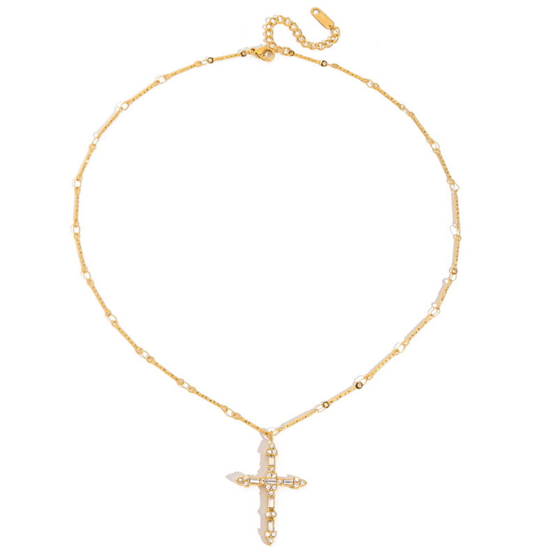Grace Baguette Cross Necklace Water Resistant