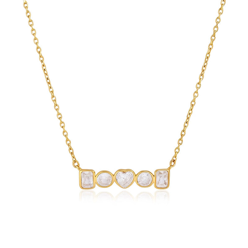 Sweetheart CZ Bar Necklace Water Resistant
