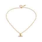CZ Pave T Bar Necklace Water Resistant