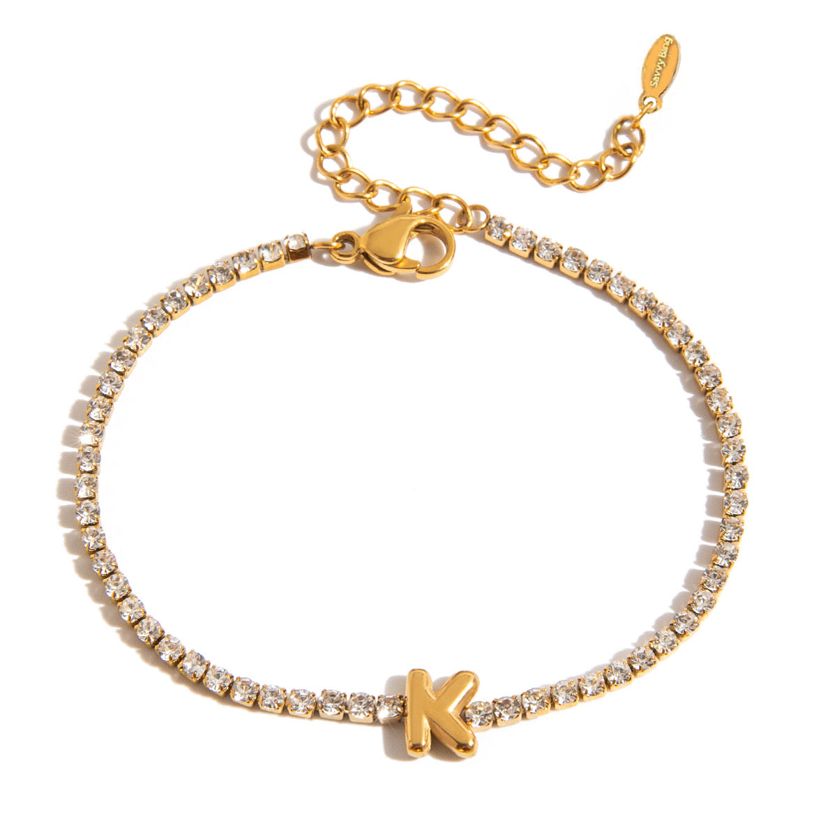 Initial Tennis Bracelet Water Resistant