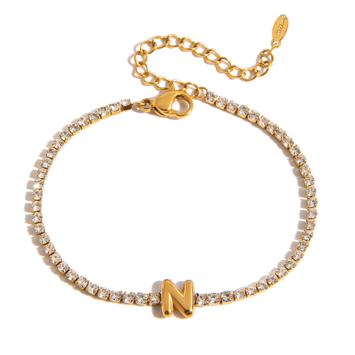 Initial Tennis Bracelet Water Resistant