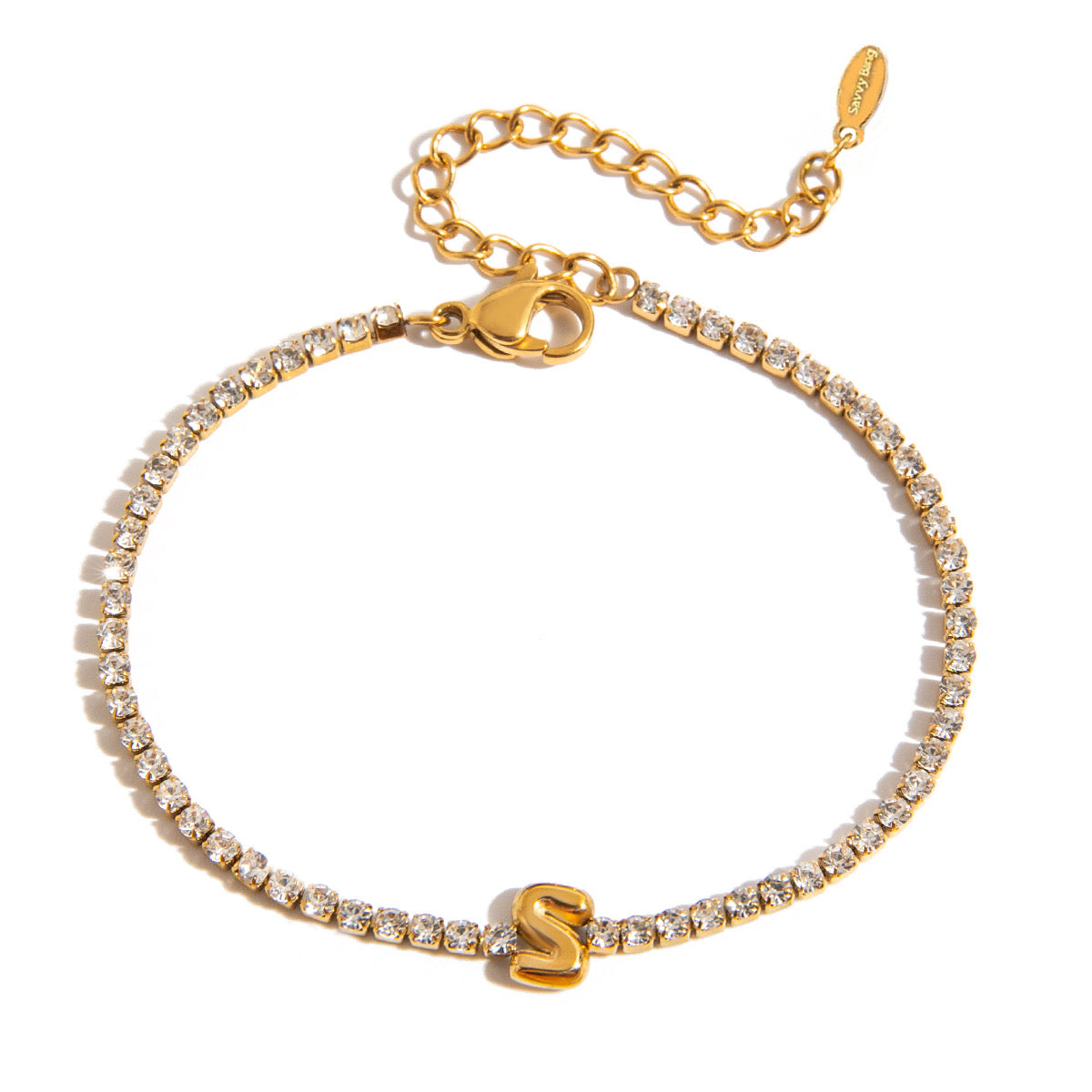 Initial Tennis Bracelet Water Resistant