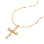 Grace Baguette Cross Necklace Water Resistant