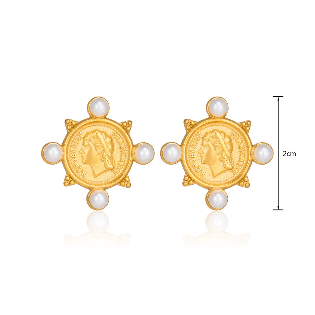 Pearl Coin Earrings Water Resistant