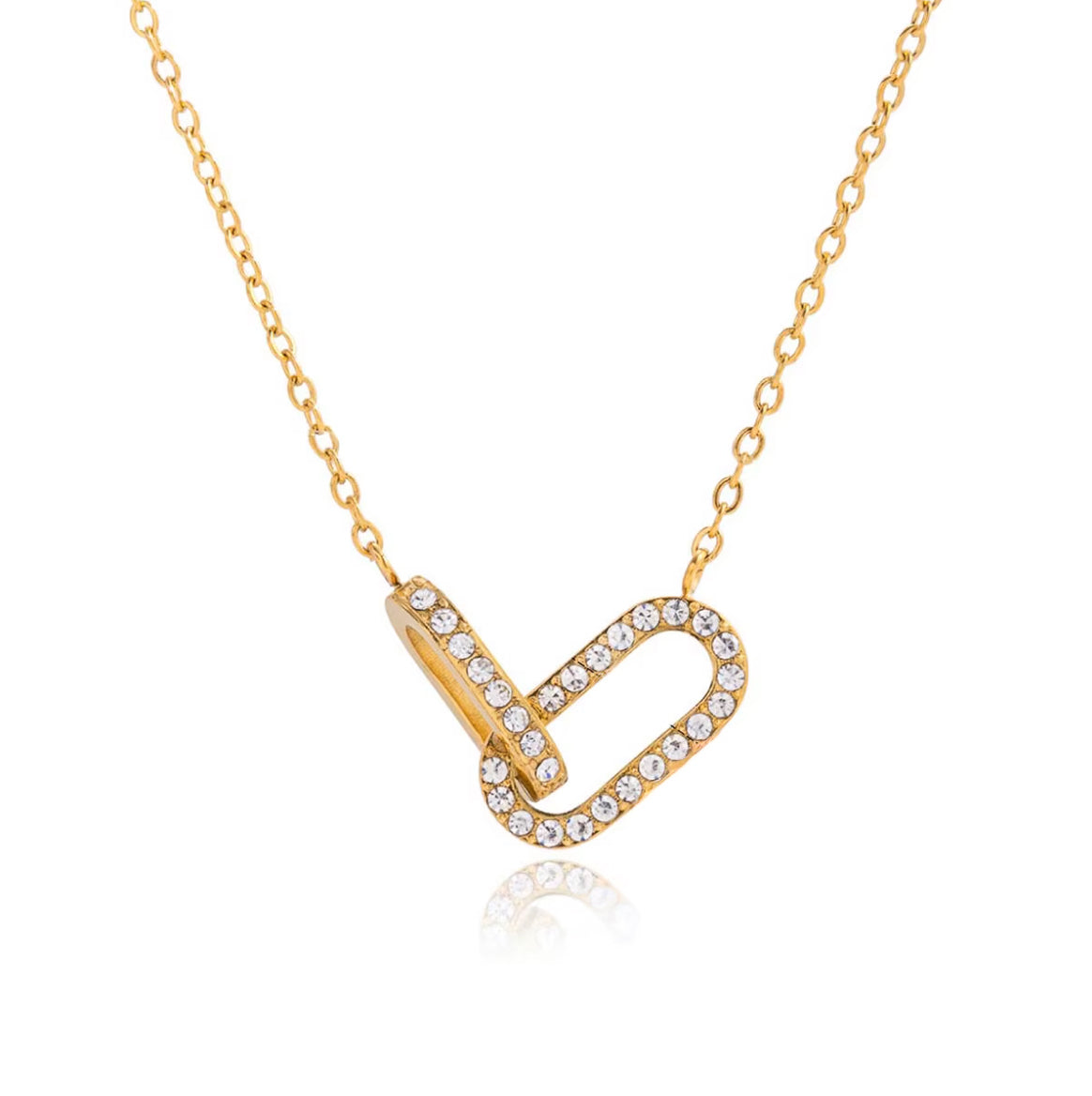 CZ Link Lock Necklace Water Resistant