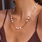Fresh Water Pearl Trio Paperclip Necklace Water Resistant